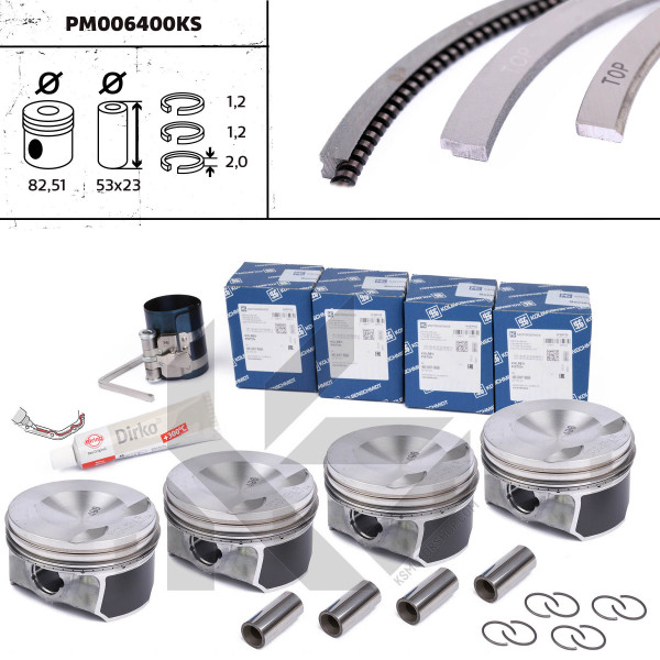 PM006400KS, Piston, Repair set - complete piston with rings and pin (for 1 engine), KOLBENSCHMIDT, 40759600S , 06H107065BD, 06H107065BH, 06H107065CM, 06H107065DD