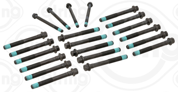 199.300, Cylinder Head Bolt Set, Bolt set, ELRING, 1698228, 1698230, 14-32390-01, 27404, T38753-00, 01623224, 0300979, 0375951, 1448809, 1448810, 1623224, 1626450, 1680647, 1680649, 18476, 18477, 300979, 375951