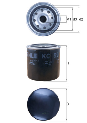 Fuel filter - KC59 MAHLE - 016823, 055923570A, 079757