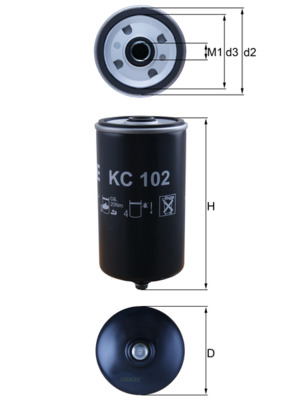 Palivový filtr - KC102 MAHLE - 0018354447, 01182224, 0170152000