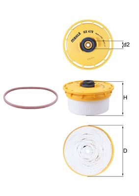 Kraftstofffilter - KX479D MAHLE - 0863001310, 2339017540, 2339051070