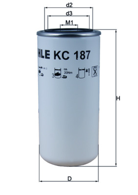 KC187, Kraftstofffilter, Kraftstofffilter, MAHLE, 0986450745, 1907460, 2439600, 33662, 2991585, 533662, 2997070, 500315481, 503103529, V2991585