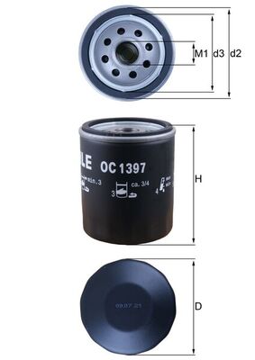 Olejový filtr - OC1397 MAHLE - 108285, 153071762465, 2143220011