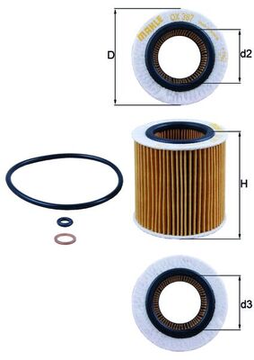 Oil Filter - OX387D MAHLE - 0818017, 10062, 11427541827