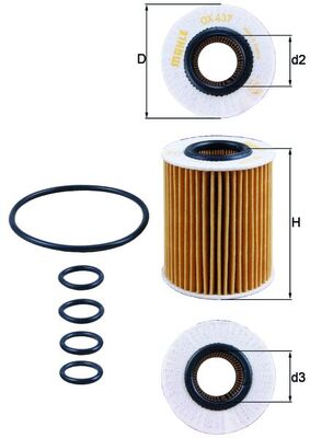 Oil Filter - OX437D MAHLE - 10116, 108305, 14120