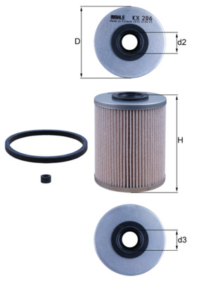 Fuel filter - KX206D MAHLE - 09161303, 110038, 1457431705
