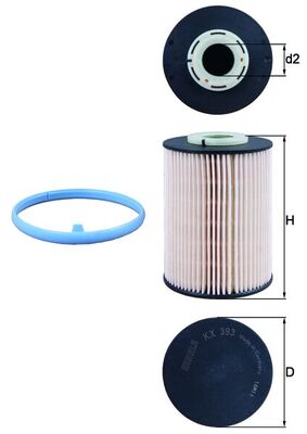 Fuel filter - KX393D MAHLE - 104338, 1471765, 1718140299