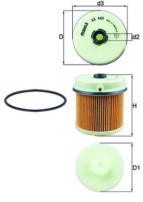 KX445D, Fuel filter, Fuel filter, MAHLE, 33937, FCECO021, FS36243, N1339009