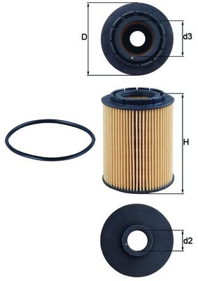 Oil Filter - OX160D MAHLE - 0001801509, 021115403D, 05015171AA