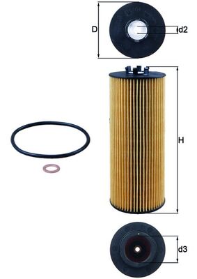 Oil Filter - OX164D MAHLE - 059115561A, 059115562, 10010