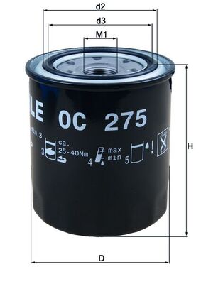 Olejový filtr - OC275 MAHLE - 0415203006, 0451103060, 1002213