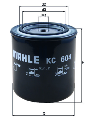 KC604, Fuel filter, Fuel filter, MAHLE, 01181909, 10323630, 11708555, 2036282, 2414100, 33768, 5021188385, ALG2177, BF7883, FF5645, H158WK, P550662, S4141NR, SP930M, WK930/5, 1181909