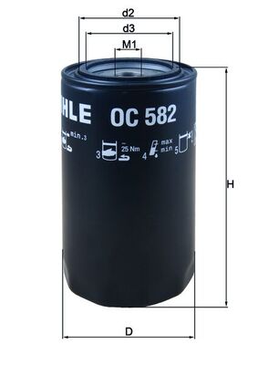 Oil Filter - OC582 MAHLE - 107820, 153071760519, 2291