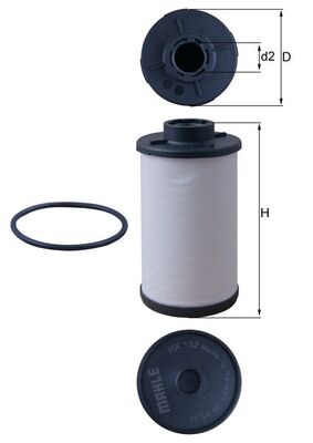 Hydraulic Filter, automatic transmission - HX132D MAHLE - 02E305051B, 02E305051C, 1001360003