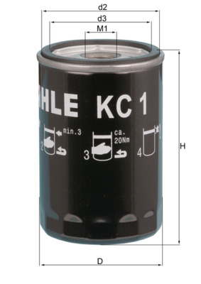 Palivový filtr - KC1 MAHLE - 00000061251961, 0000206573, 1457434181