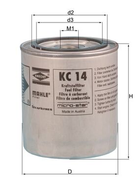 KC14, Fuel filter, Fuel filter, MAHLE, 1457434205, 1901607, 2060883031900, 2430600, 40.60.14/130, 4262, 5011268, 6650458142, 9363, AP3464, AZF075, AZF092, BF7593, BG1529, CS153, DN221, ELG5507, F57141, FD8371, FF5043, FNE211, FP4726, P4101, P550346, RN160, S0510NR, SN050, 2436300, 4780270, A830X9155GA