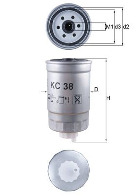 KC38, Fuel filter, Fuel filter, MAHLE, 0450133013, 075FS, 190662, 190663, 2435100, 40.60.18/130, 5020403, 7176-496A, 9947340, AK14-D, AZF090, CS454, DN323, EFG57, ELG5204, F57721, FG2027, FP4935A, L111, LFF3504, PP837, QFF0114, RN58B, RTC5938, S8500NR, SN327, VFF105, VY8013, WF8042, WK842/2