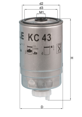 Fuel filter - KC43 MAHLE - 075FS, 1457434106, 1902138