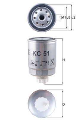 Palivový filtr - KC51 MAHLE - 01906, 1457434103, 164036F900