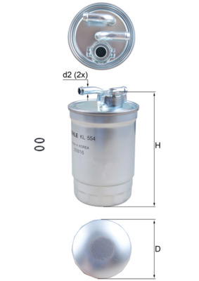 Palivový filtr - KL554D MAHLE - 0450906416, 0738023, 1003230009