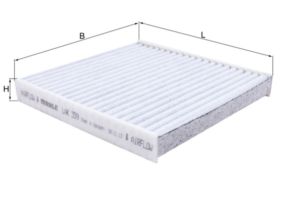 LAK359, Filter, interior air, Cabin filter, MAHLE, 08975K1001, 1987435051, 30782, 39123190001, 80000617, AC107E, AHC579, CUK1611, E3955LC, EKR7314, MC699, 88568B1010, CC1299, 99906-850M2-040, 99906-850M2-099, 99906850M2038