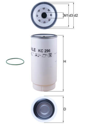 Fuel filter - KC296D MAHLE - 0112142450, 01442310, 10032291