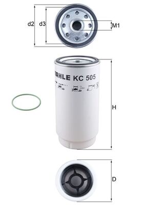 Fuel filter - KC505D MAHLE - 0501105010, 49557, 9604770003