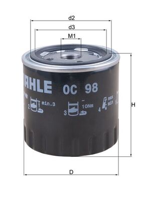 Olejový filtr - OC98 MAHLE - 0000942602, 0451001180, 110922