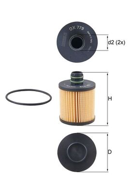 Ölfilter - OX779D MAHLE - 0071754237, 0650111, 1651062M00