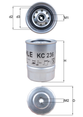 Palivový filtr - KC236 MAHLE - 1457434189, 154703644490, 1640017A00