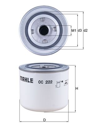 Olejový filtr - OC222 MAHLE - 0451103224, 10.15.05/110, 2196