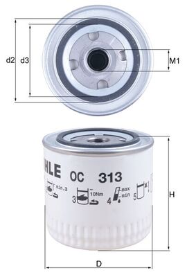 Olejový filtr - OC313 MAHLE - 0451103260, 106.118.21/110, 2340000