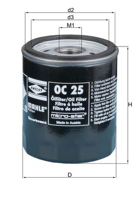 Olejový filtr - OC25 MAHLE - 0451103043SB, 056OS, 11421250534