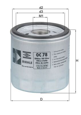 Olejový filtr - OC78 MAHLE - 035115591, 0451103339, 26.43.43/110