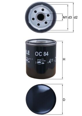 Olejový filtr - OC84 MAHLE - 0451103050, 056OS, 11421256850
