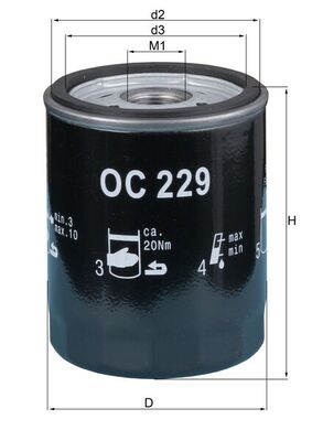 Olejový filtr - OC229 MAHLE - 99310720300, F026407253, LS1105