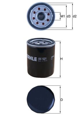 Olejový filtr - OC521 MAHLE - 0451103364, 0B63114302, 0JE1514302