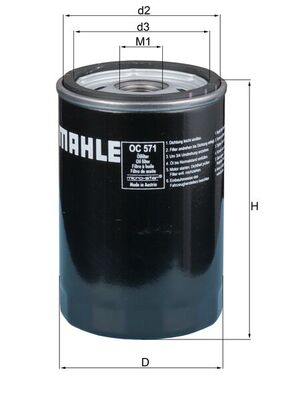 OC571, Oil Filter, Oil filter, MAHLE, 4803201, 92068246, F026407164, FO597, F026407236