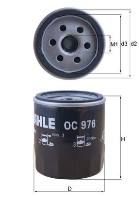 Olejový filtr - OC976 MAHLE - 0000071771371, 0192143, 110950