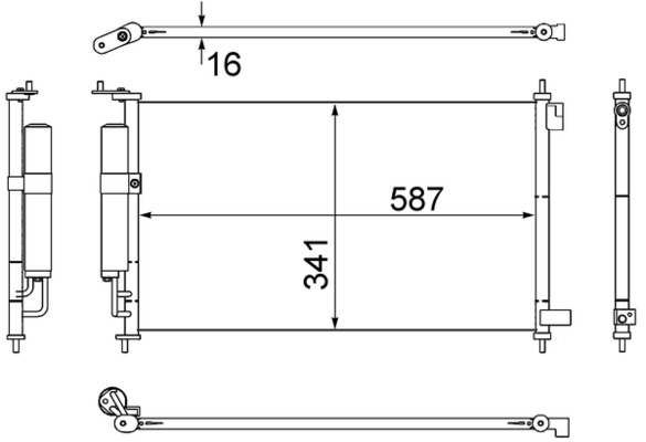 AC559000S, Kondenzátor, klimatizace, Klimatizace různé, Klimatizace různé, MAHLE, 072044N, 13005332, 351307791, 92100-EL000, 940300, DN5332, 8FC351307-791, 92100EL00A, 94621, DNA5332