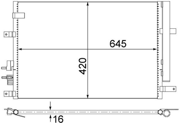 AC693000S, Kondensator, Klimaanlage, Klimaanlage verschiedene, MAHLE, 0060694767, 012004N, 08132.014, 1005097, 10-110-01073, 350203615000, 351318-394, 35911, 60015097, 818187, 8880400471, 925639, 94871, AL5097, KDAL097, TSP0225544, 351318391, 50507287, ALA5097, BC615, 60694767, 8FC351318-391