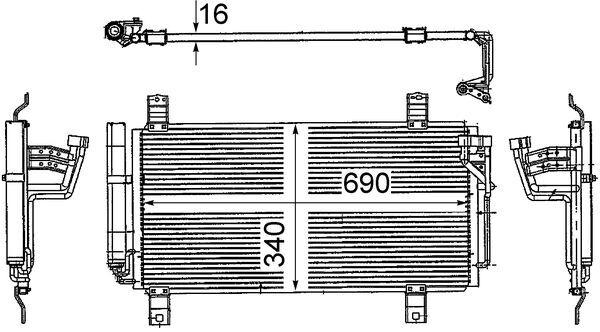 Kondenzátor, klimatizace - AC714000S MAHLE - 08253022, 105506, 112036N