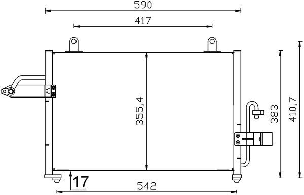 AC715000S, Kondensator, Klimaanlage, Klimaanlage verschiedene, MAHLE, 0831.3009, 351319181, 35425, 43604, 96450098, 96452049, AC830081, CND313006, DW5084, KTT110149, WG2160891, 35568, 8FC351319-181, CND313009, KTT110536, WG2160992