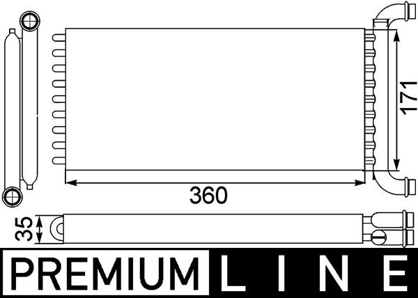 Wärmetauscher, Innenraumheizung - AH166000P MAHLE - 0038358901, 30006399, 351333-214