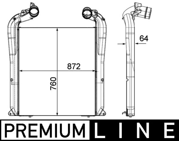 CI144000P, Chladič turba, Chladič, Chladič turbodmychadla, MAHLE, 267034N, 376731611, 81061300229, 961434, 82061006051, 82061300007, 82061300010