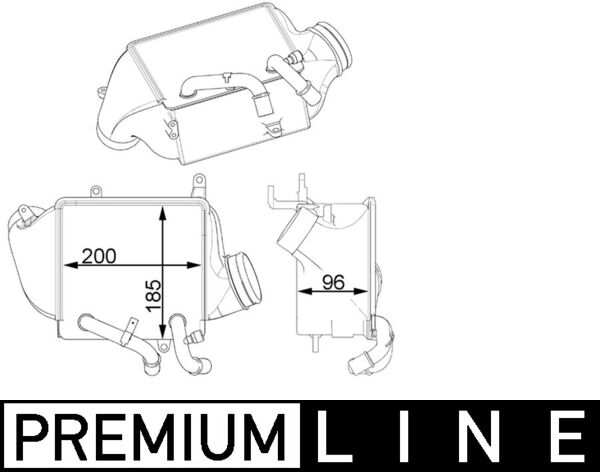 CI156000P, Chladič turba, Chladič, Chladič turbodmychadla, MAHLE, 2750901014, 30014702, 376746001, 961205, MS4699, 2750901814, 8ML376746-001, A2750901014, A2750901814