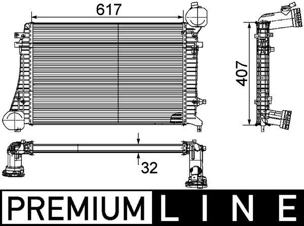 CI162000P, Ladeluftkühler, Kühler, MAHLE, 047018N, 30199, 351319202080, 376746071, 3C0145803E, 58004268, 731011, 801M32, 818675, 96605, VW4268, 351319202082, 3C0145803G, 801M32A, 8ML376746-071, 96619, VWA4268