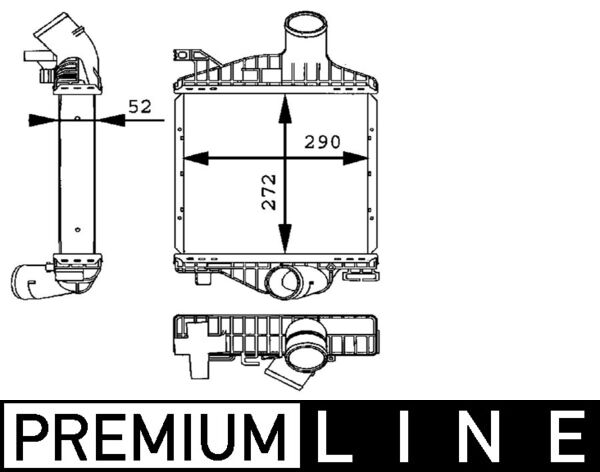 CI88000P, Chladič turba, Chladič, Chladič turbodmychadla, MAHLE, 101507, 137330N, 30004223, 30423, 351319202220, 376723701, 6385012301, 718111, 817390, 817B26, 913037, 96843, KMS223, 351319202222, 8ML376723-701, MS4223, A6385012301