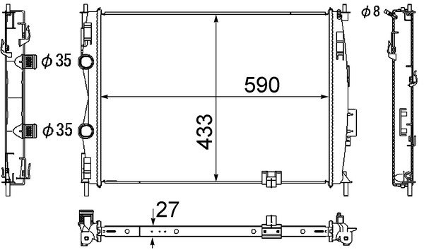 Kühler, Motorkühlung - CR1074000S MAHLE - 0121.3056, 070131N, 104529