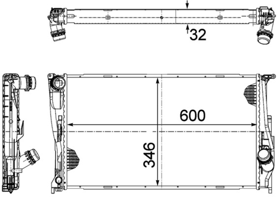 Radiator, engine cooling - CR1083000P MAHLE - 0102.3127, 050044N, 06002293